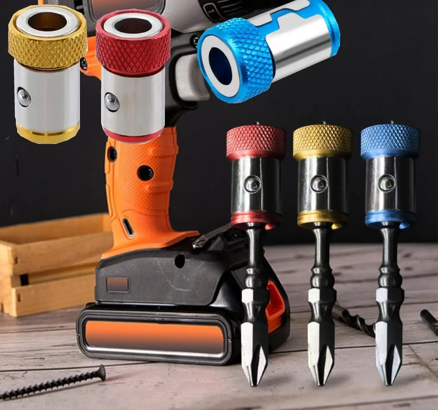 5 Pcs Magnetic Screw Rings Magnetized Ring Screwdriver Bits For 1/4 Inch 6.35MM Screwdriver Bits Electric Screwdriver Bits
