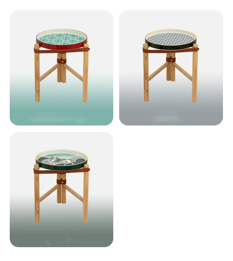 Vintage Couchtisch, Wohnzimmer-Sofa-Beistelltisch, Keramiktablett, Teetisch aus massivem Holz, kreativer Aufbewahrungsschreibtisch, nordische Möbel – Detail 13