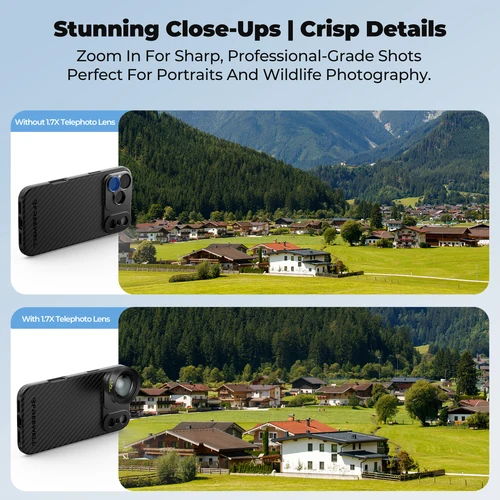 Imagen 2 del producto Freewell 1,7x teleobjetivo Compatible con funda de teléfono de montaje de 17mm accesorios de lentes de fotografía para teléfono inteligente captura de perfección a distancia