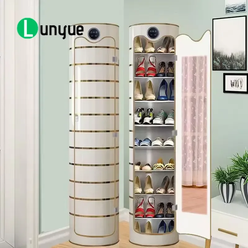 360 Degree Rotating Cylindrical Shoe Cabinet Multi Layer Shoe Rack with Intelligent Sterilization and Deodorizing Function