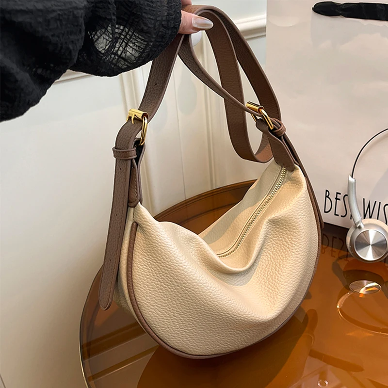 2026 Fashionable Dumpling Shape Crossbody Bag for Women Versatile Small Soft PU Leather Shoulder Commuter Bag Stylish Design