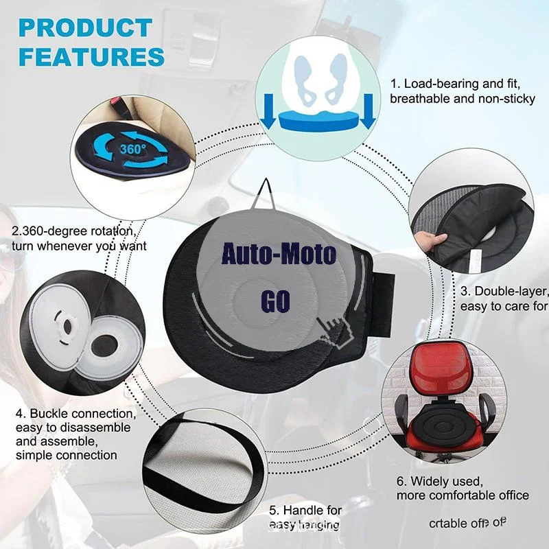 Coussin de siège de voiture rotatif à 360° pour personnes âgées et femmes enceintes, offre confort et accès amélioré au siège