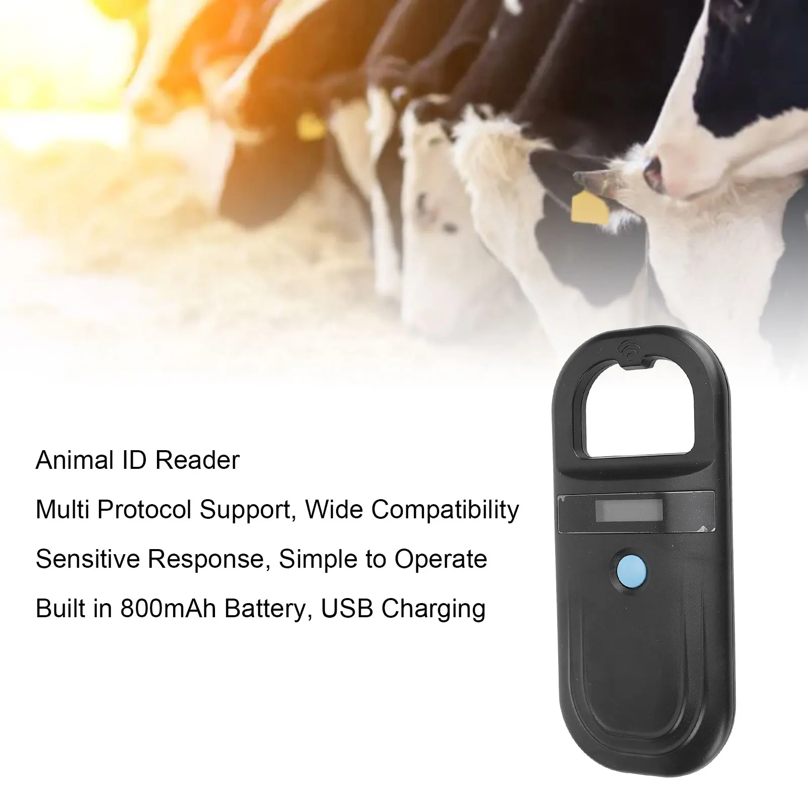 Animal  Scanner Portable Animal ID Reader Rechargeable 134.2KHz Pet Microchip Scanner Support USB C and BT Transmissing