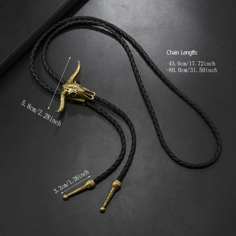 2 แพ็ค Western Denims Bolo Tie สร้อยคอ Cow Skull จี้อุปกรณ์เสริมแฟชั่น