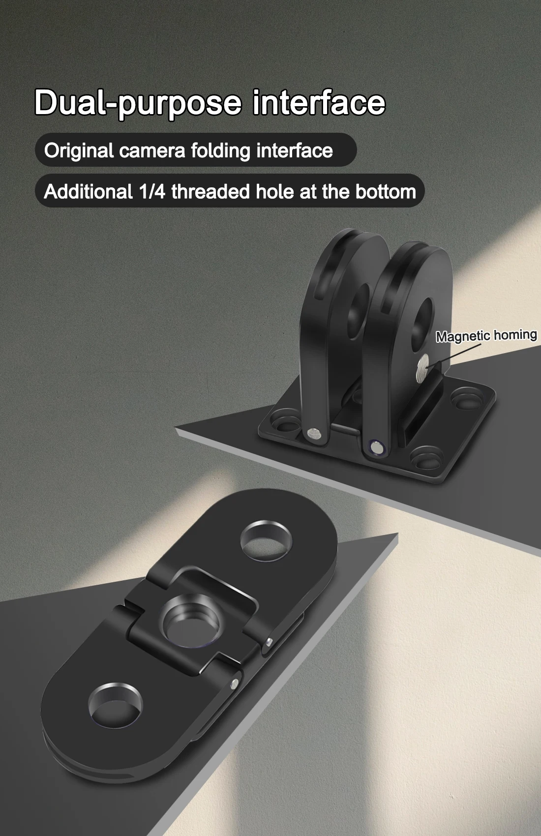 Klappbarer Fingeradapter, Stativhalterung, Dual 1/4 Gewinde, Basishalterung für GoPro Max 13, 12, 11, 10, 9, 8, max. Ständer, Stativ-Einbeinstativ-Adapter – Detail 14