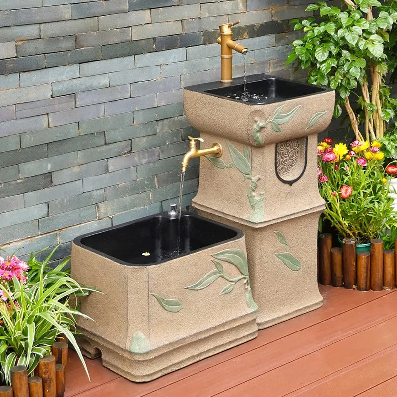 Outdoor column Chinese courtyard wash basin, integrated outdoor mop pool, balcony wash basin, garden pool basin