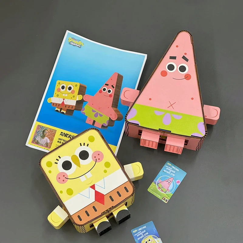 Área-x bob esponja calças quadradas patrick estrela 25th aniversário blocos de construção caixa cega diy montagem modelo figura crianças presente dos desenhos animados