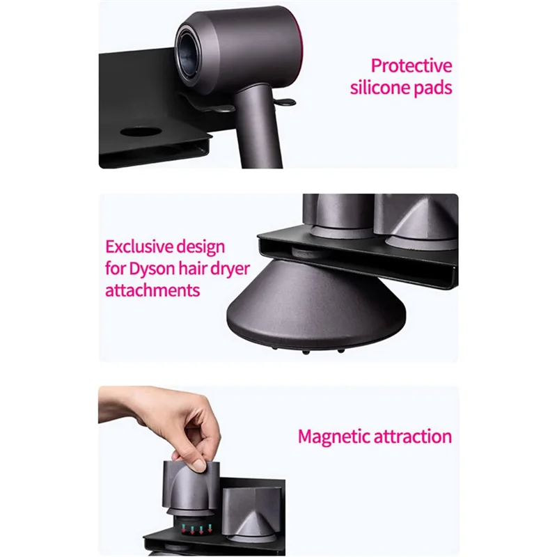 Hair Dryer Holder Wall Mounted Bathroom Blow Dryer Holder Storage Rack for Dyson Supersonic Hair Dryer