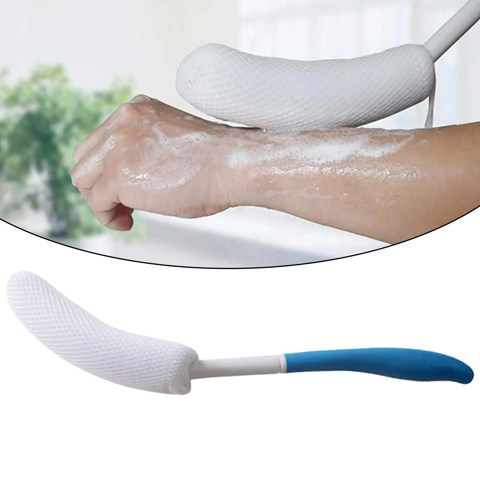 15.35 inch Back Bath Brush for Shower Lotion Applicators with Long Handle Improve Skin\'s Health Wet or Dry Brushing