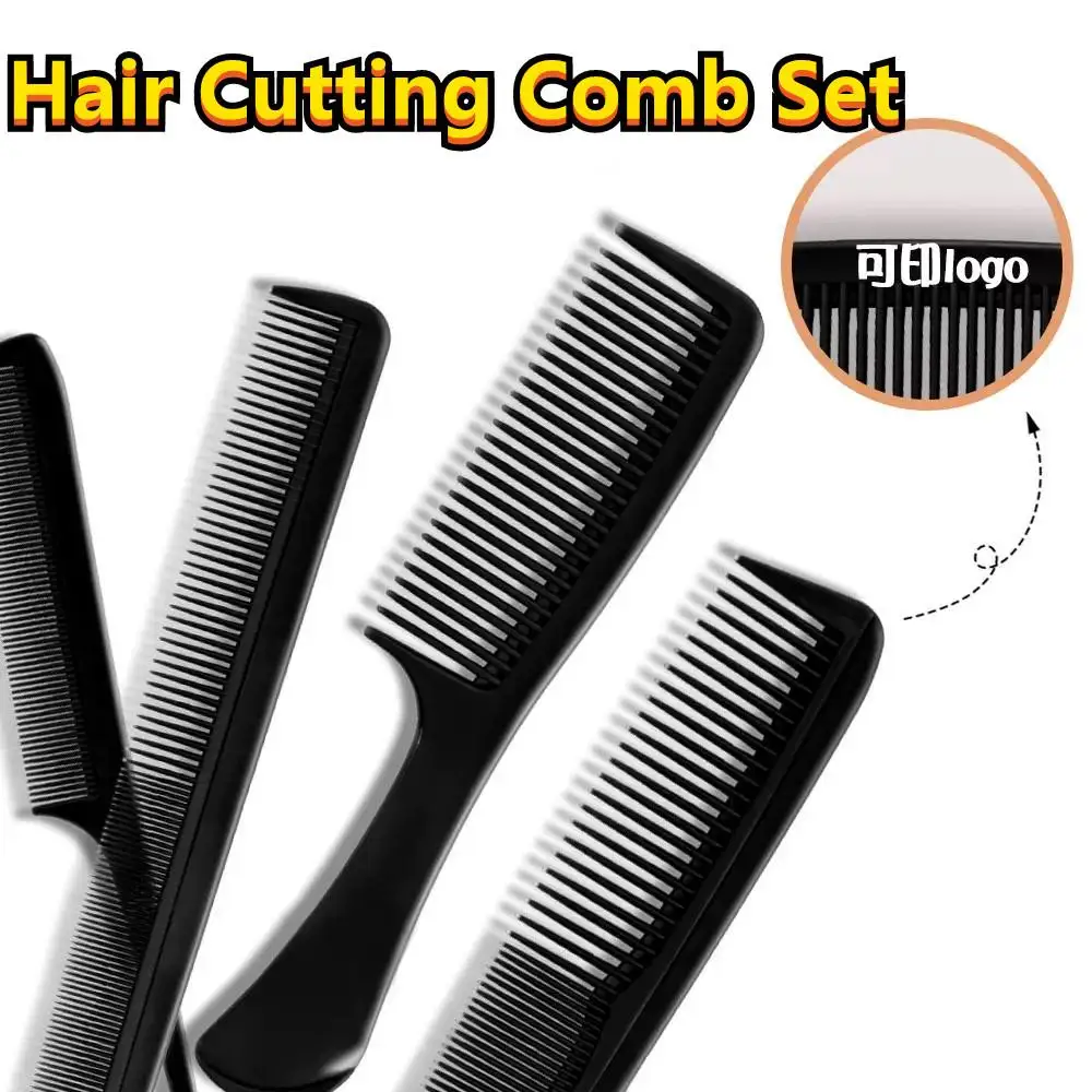 

4 шт., черные антистатические угольные расчески для волос, мужская расческа для стрижки волос, расческа для стрижки волос с широкими зубьями, профессиональная парикмахерская расческа для волос