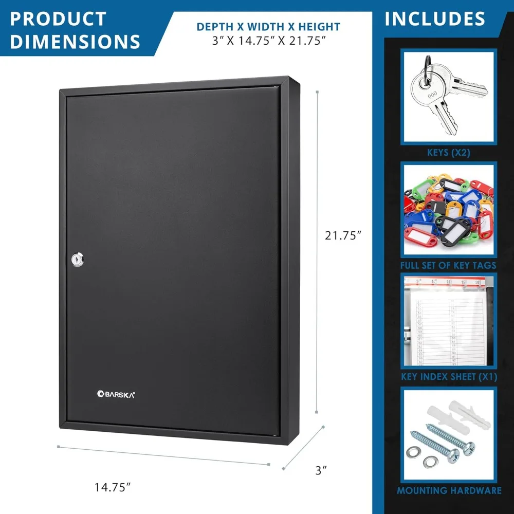 خزانة تخزين مفاتيح فولاذية مكونة من 100 فتحة مع خطافات قابلة للتعديل وسجل المفاتيح وعلامات الألوان ومخطط الفهرس