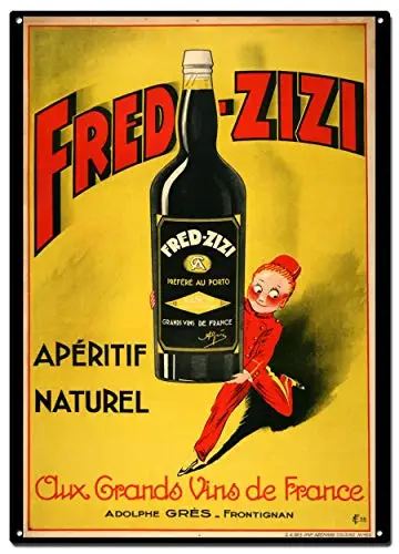 Fred Zizi Metal Tin Signs, Vintage Poster, Decorative Signs Wall Art Home Decor - 8X12 Inch (20X30 cm) sign