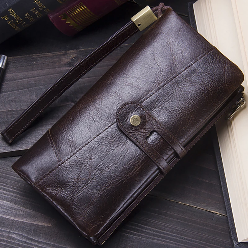 CONTACT'S Genuine Cow Leather Wallet Fashion Coin Purse For Ladies Women Long Clutch Wallets With Cell Phone Bags Card Holder