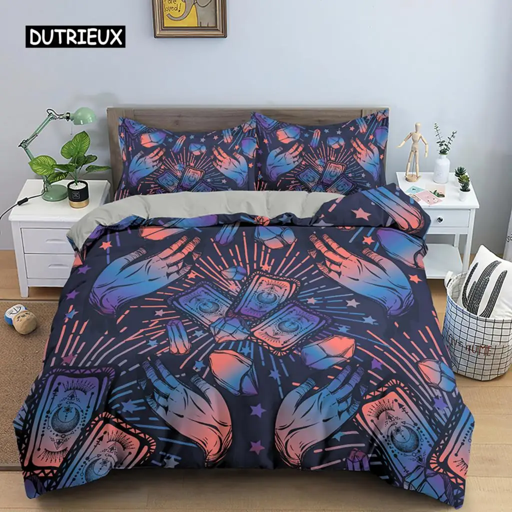 

Sun and Moon Duvet Cover Set Tarot Pattern Bedding Set King Size for Bedroom Microfiber Comforter Cover Set for Kids Adults Gift