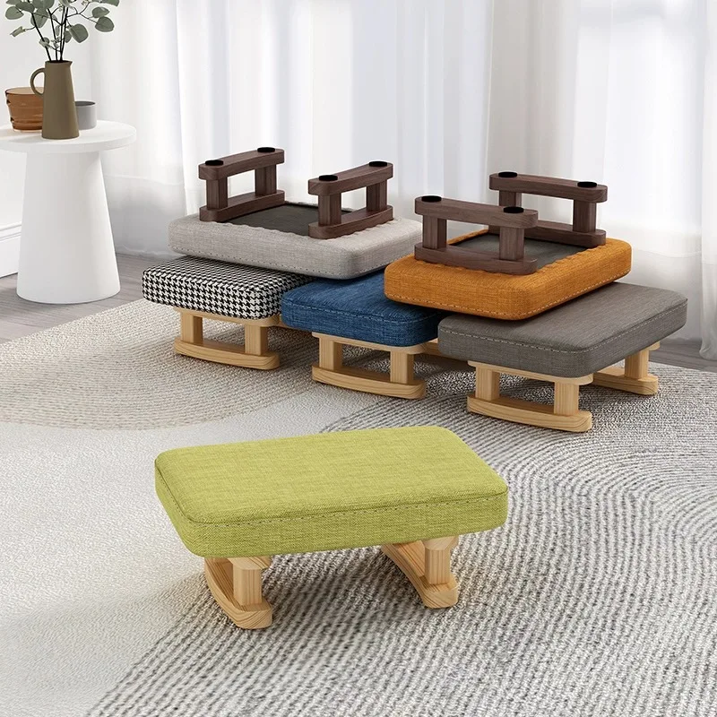 For household solid wood coffee table, living room small seat stool, sofa foot stepping on the door shoe changing stool