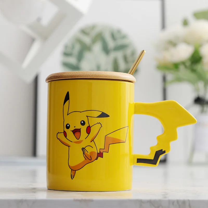 Pokemon Anime Figure Print Ceramics Mug Cartoon Pikachu Eeveelution Water Cup Cute Pattern Children Milk Cup Ceramics Coffee Cup