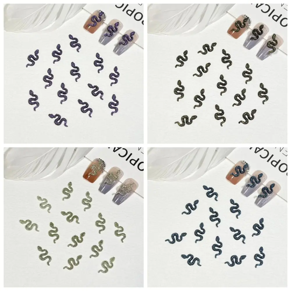 

50 Pcs 3D Nail Art Decoration Flatback Mini Snake Nail Art Accessories Simulation Fashion Snake Nail Stickers Manicurist