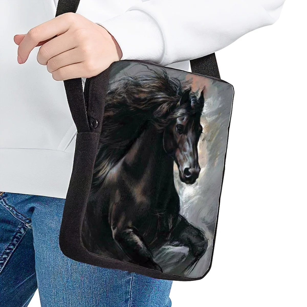 Jackherelook Kids Crossbody Bag Galloping Horse Pattern Print Children's School Bags Customized Travel Bag Boys Girls Lunch Bag