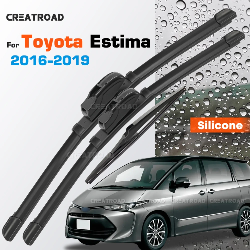 

Silicone Wiper Blades Fit For Toyota Estima 2016 2017 2018 2019 Coated Windshield Wipers 26"+16"+12"