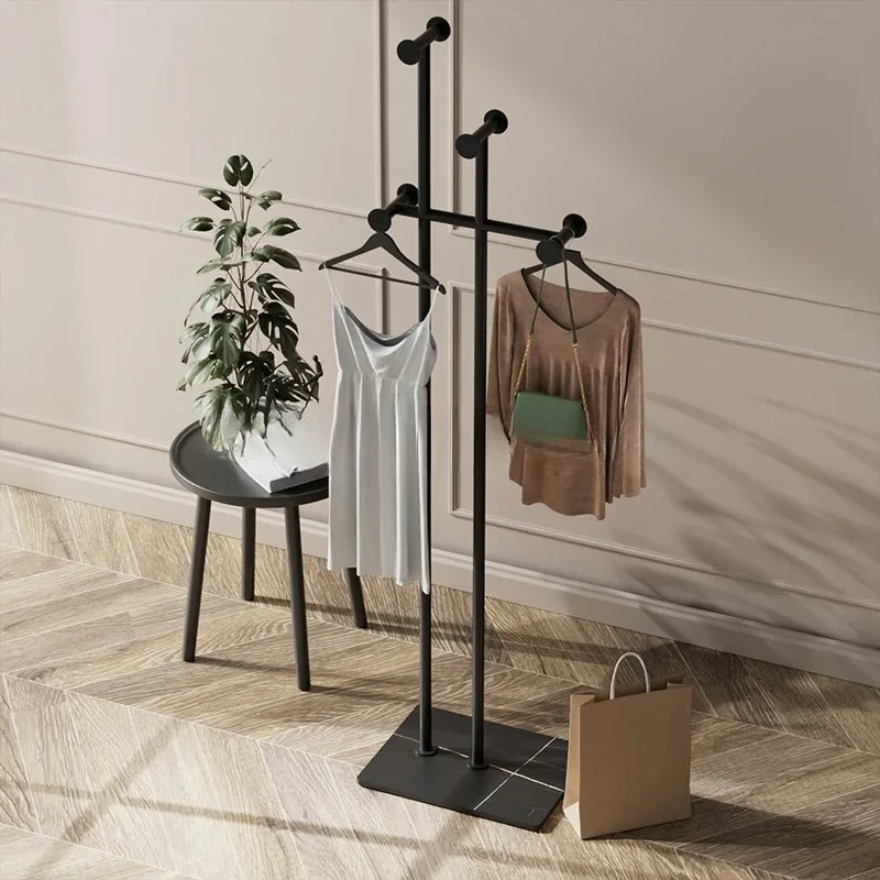 Light Luxury Clothes Storage Hanger Floor Standing Removable Metal Iron Art Coat Rack For Home Room Furniture