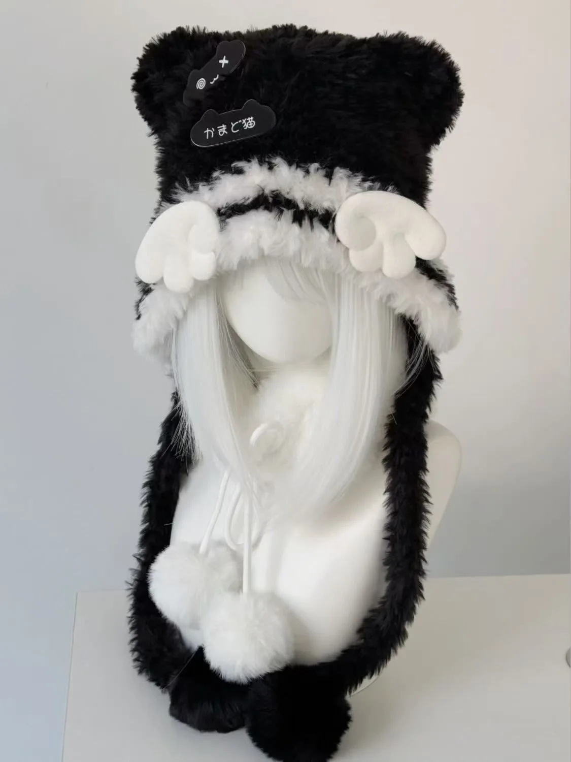 Fluffy Cat Ear Gothic Punk Lolita Y2K Spicy Girls Beanies Harajuku Angel Wings Patchwork Streetwear All-match Hats