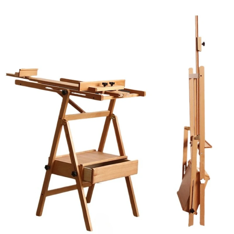 Sketch and Oil Painting Easel with Drawer Tray, Can Be Placed Horizontally or Vertically, and Can Be Used as a Display Stand