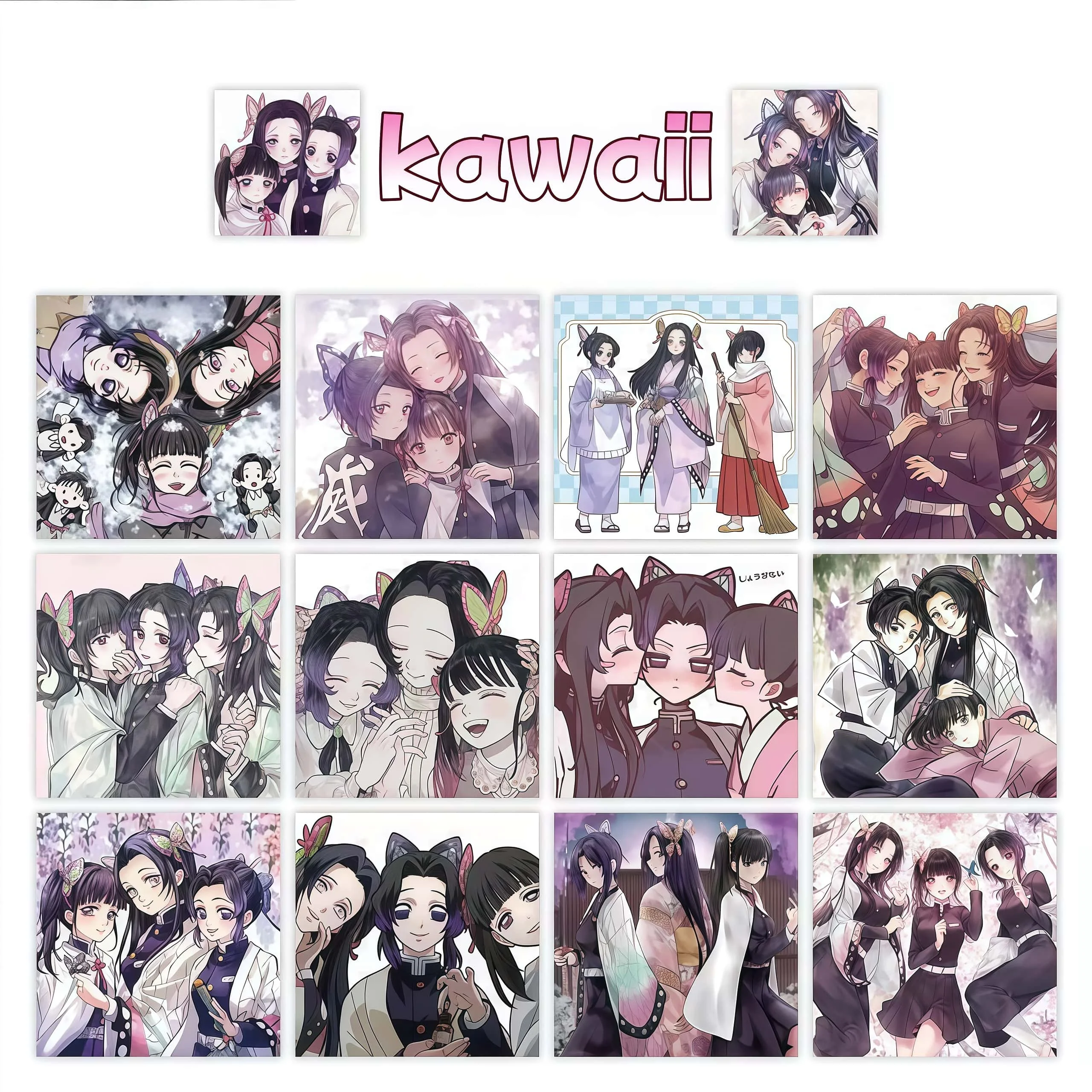 500Pcs Demon Slayer Butterfly Sisters Sticker Roll, Shinobu Kanae Kanawo Anime Labels for Packaging Journal Fan Decor