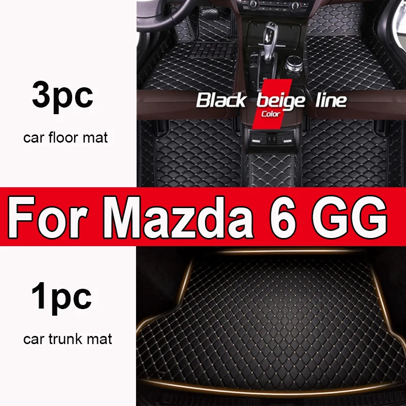 Custom Auto Luxury Leather Car Floor Mat For Mazda 6 GG 2003 2004 2005 2006 2007 Car Mat Full Set Women Waterproof Accessories