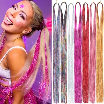 ของฉัน--เจ้าหญิง 20 สีเงาหัวข้อ Glitter ผม Tinsel ชุดผ้าไหมสีม่วงผม Glitter String Extensions อุปกรณ์เสริมสําหรับผู้หญิง