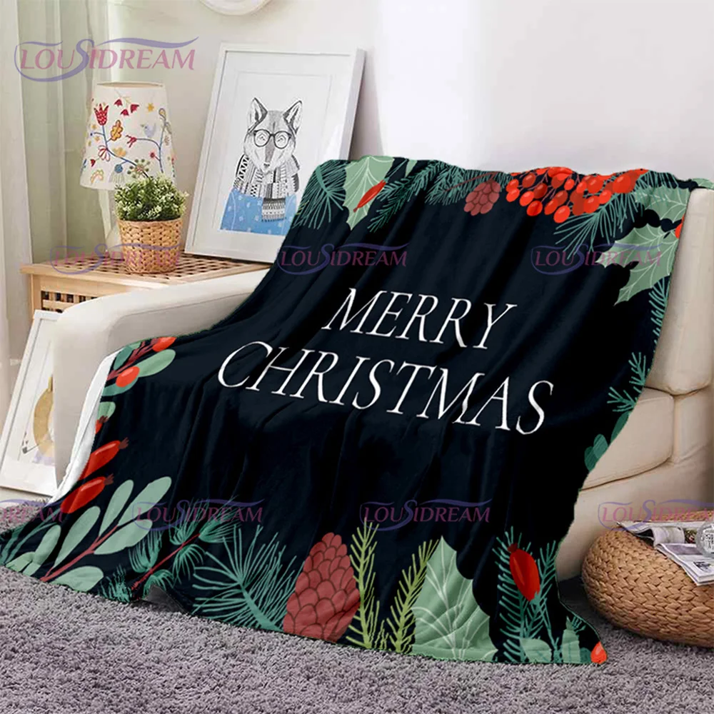 Merry Christmas Santa Claus Blanket Soft Flannel Throw Blanket for Home Bedroom Sofa Travel Office Snowflake Rest Cover Blanket