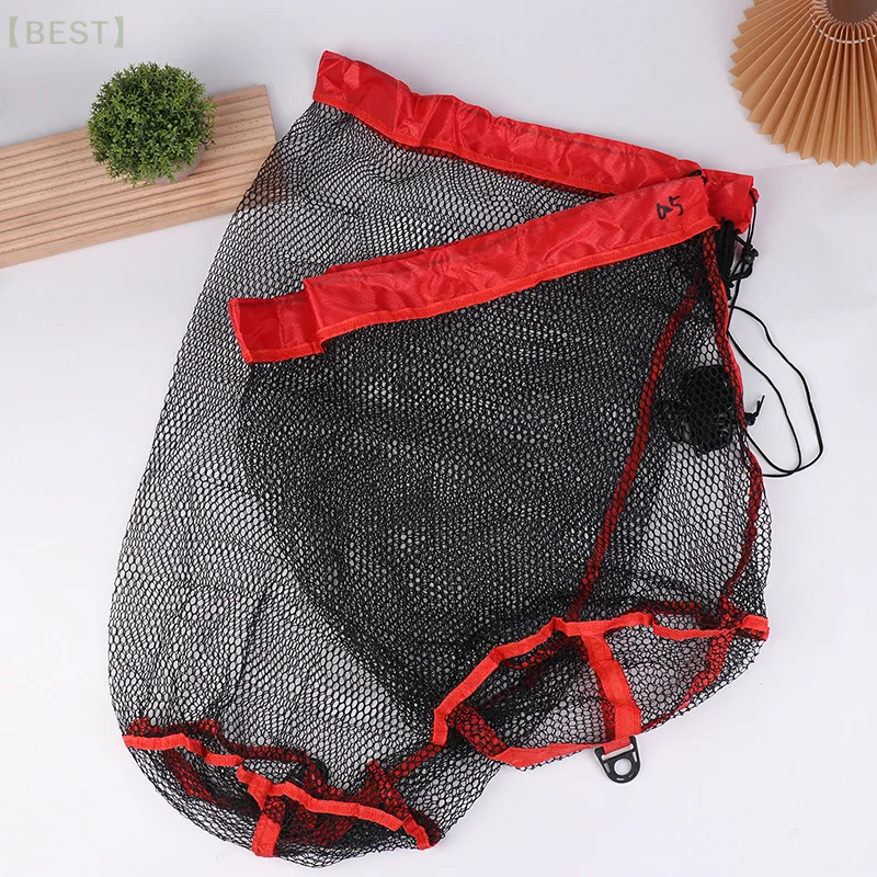 Fishing Landing Net Fishing Catching Collection Bag With Drawstring Portable Folding Thickening Small Grid Mesh Bag Fishing Gear