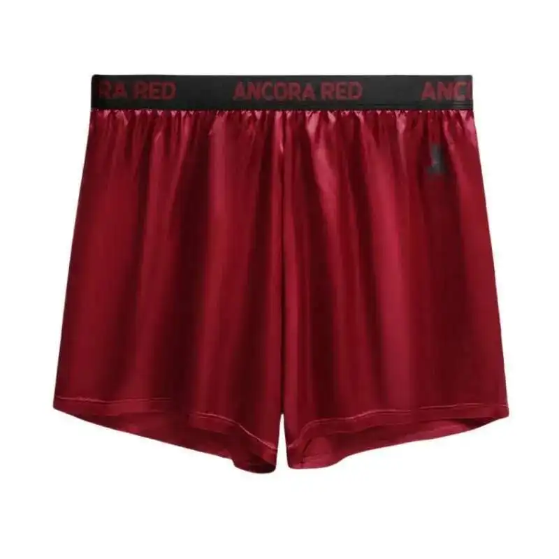 3PCS Glossy Men Loose Lingerie Panties Plus Size Satin Underwears Sexy High Waist Briefs Shorts