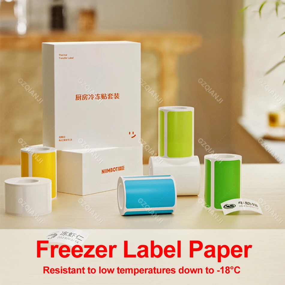 NIIMBOT Frozen Label Paper for B21 B1 B203 Thermal Printer Resistant to Low Temperatures Down to -18°C Sticker 6rolls of 1 Box