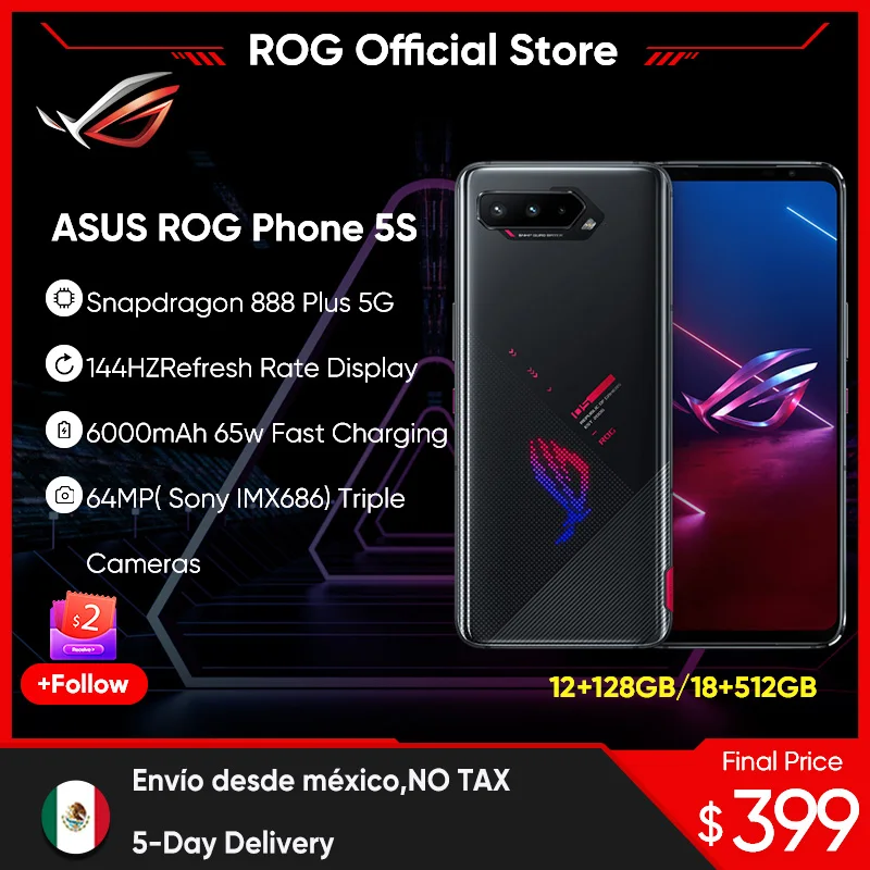 

ASUS ROG 5S 5 S smartphone 5G Snapdragon 888 Plus 6.78'' 144Hz AMOLED display 6000mAh 65W Fast charge ROG 5S Gaming Global Rom