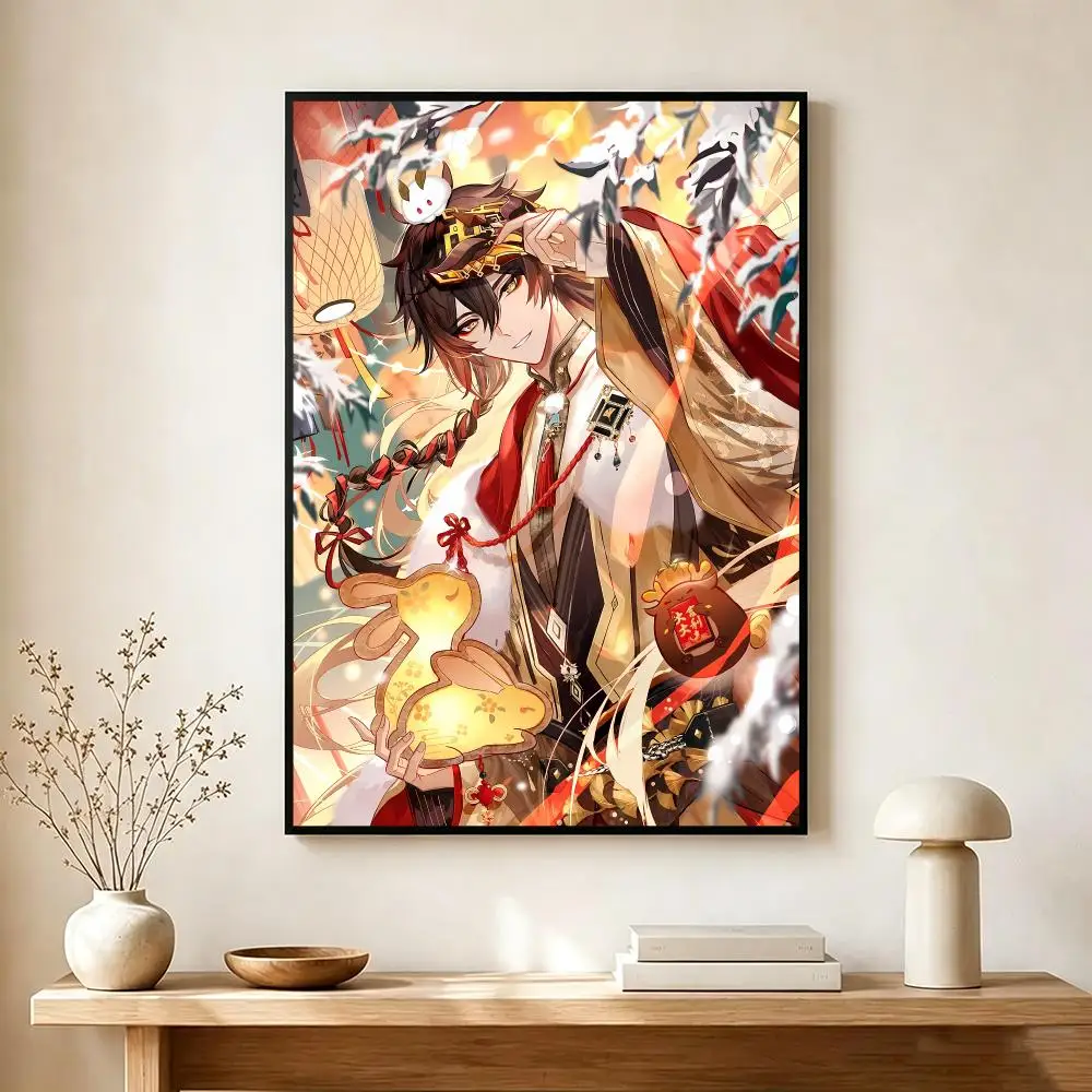 Regal Game Character G-Genshin Impact Geo Zhongli Poster Wall Art Print Decorative Mural Home Decor Gift Unframed