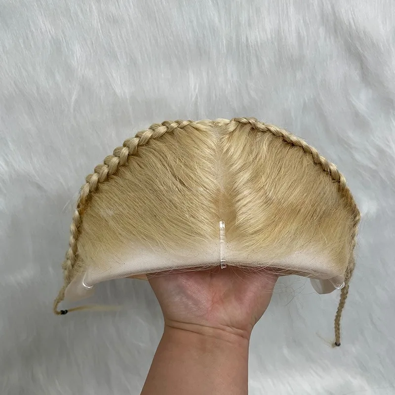 13x4ブロンド613レースフロント、編み込み付き人毛ミドルパート、生え際処理済み、密度150%、ブラジル産バージンヘア、10～12インチ