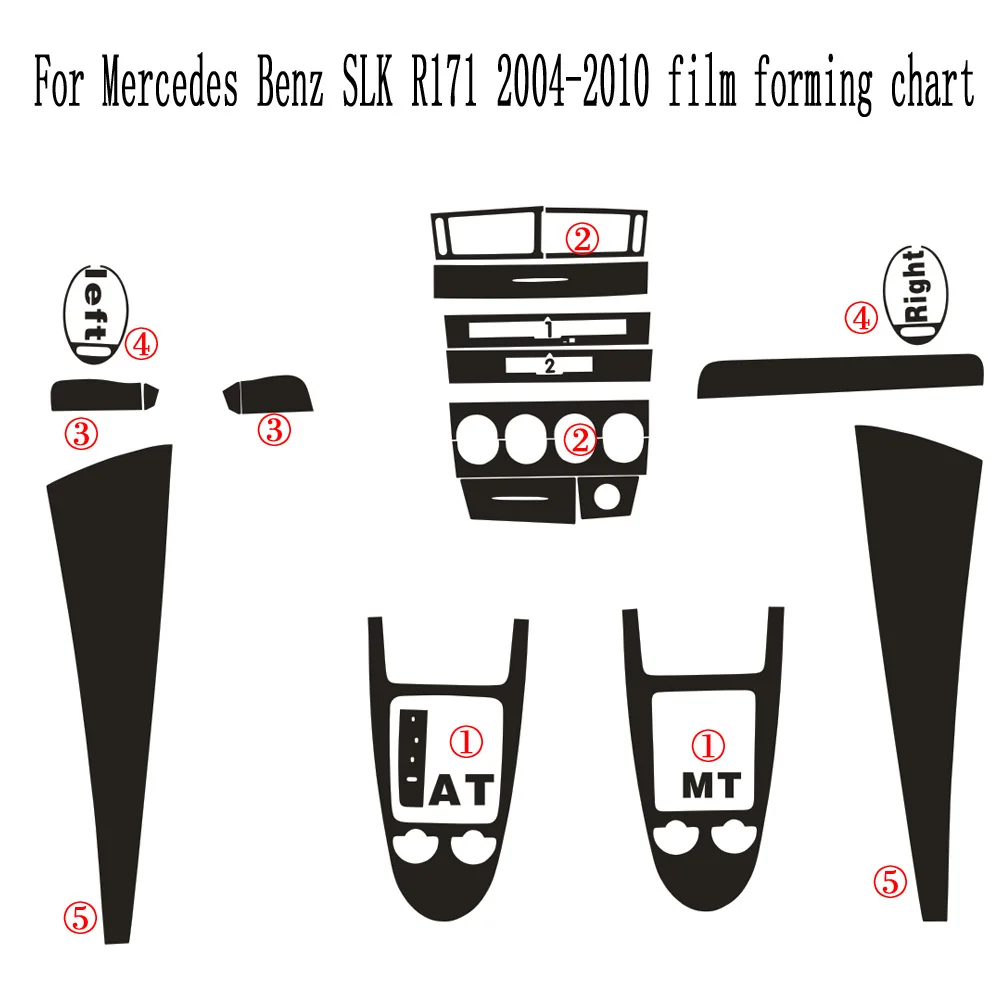 車内センターコンソール用のカラーチェンジモールディングステッカー,カーボンファイバー,メルセデスslk r171 2004-2010用,新品