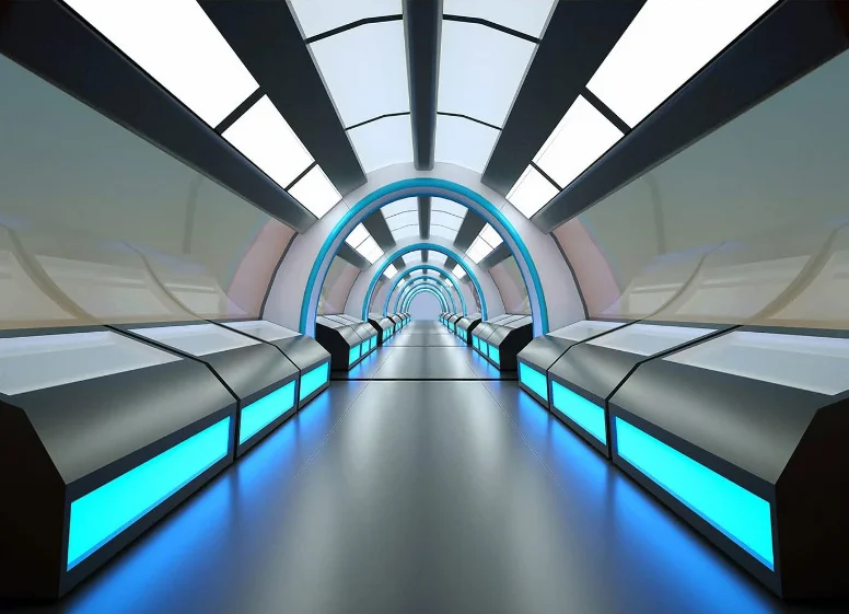 Raumstation Hintergrund Science Fiction Raumschiff menschliche Schlaf kapsel Fotografie Hintergrund Weltraum Basis Innen kind