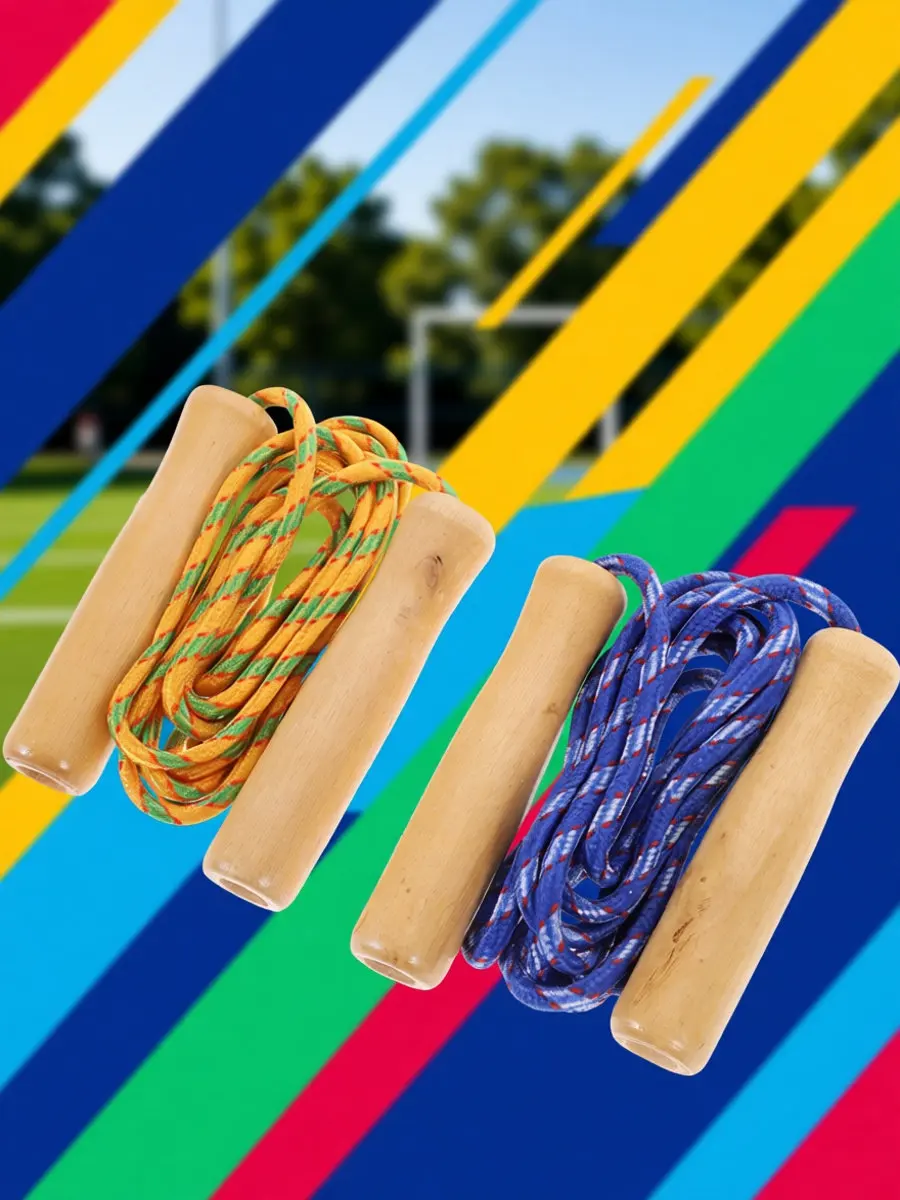 2Pcs Jump Rope Wood Handle Skipping Rope 2.5 Meters Exercise Fitness Cardiovascular Training Lightweight Safe
