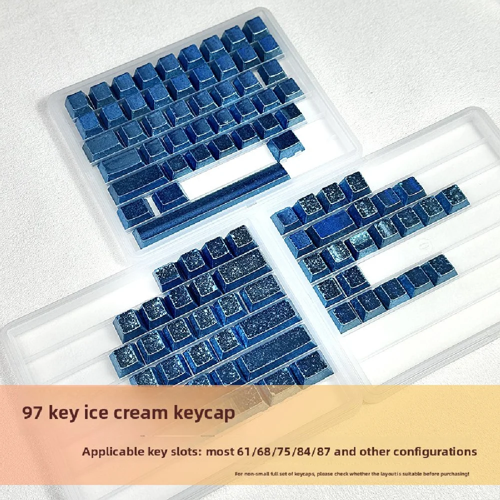 

KUXM Frost Blue PBT Side-Engraved Illuminated Metal Texture Keycaps Cherry Profile for Wooting60HE