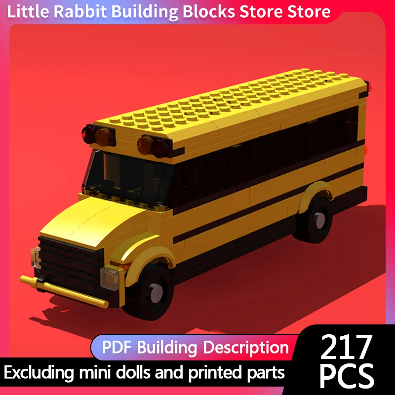 City Car Model MOC Building Bricks American School Yellow Bus Modular Technology Children Holiday Gifts Assemble Toy Suit