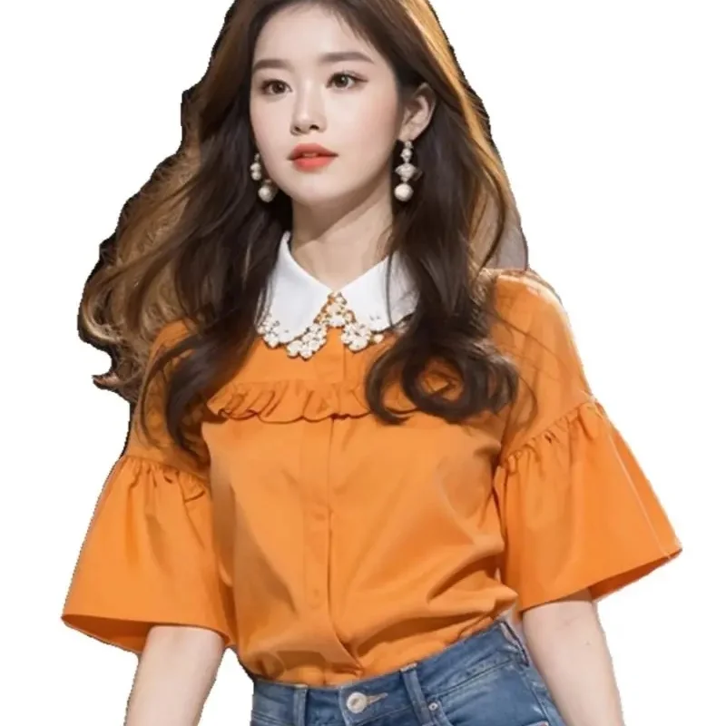 Korea Shirts dieses Jahr beliebte einzigartige schicke Blusa Sommer mode vielseitige Französisch schöne halbe Ärmel