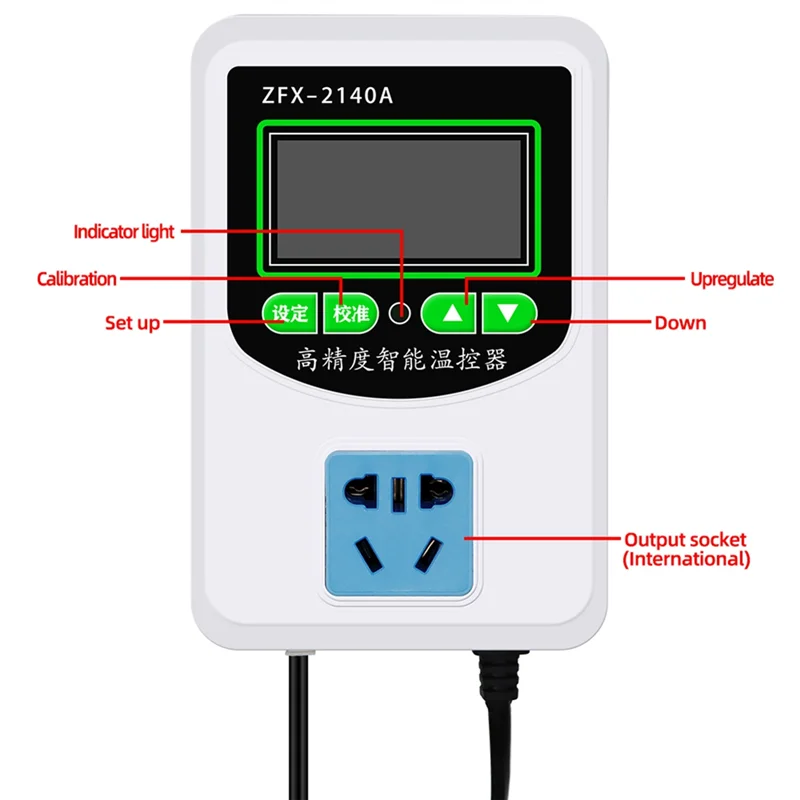 ZFX-2140A High Precision Intelligent Thermostat Microcomputer Thermostat Temperature Controller Switch US Plug