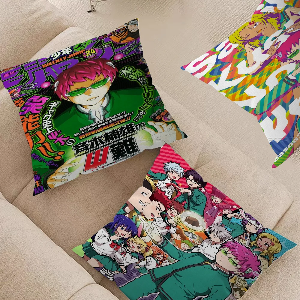 

Saiki K Wall Pillow Covers Cartoon Sofa Decorative Home Double-sided Printing Short Plush Cute Cushion Cover