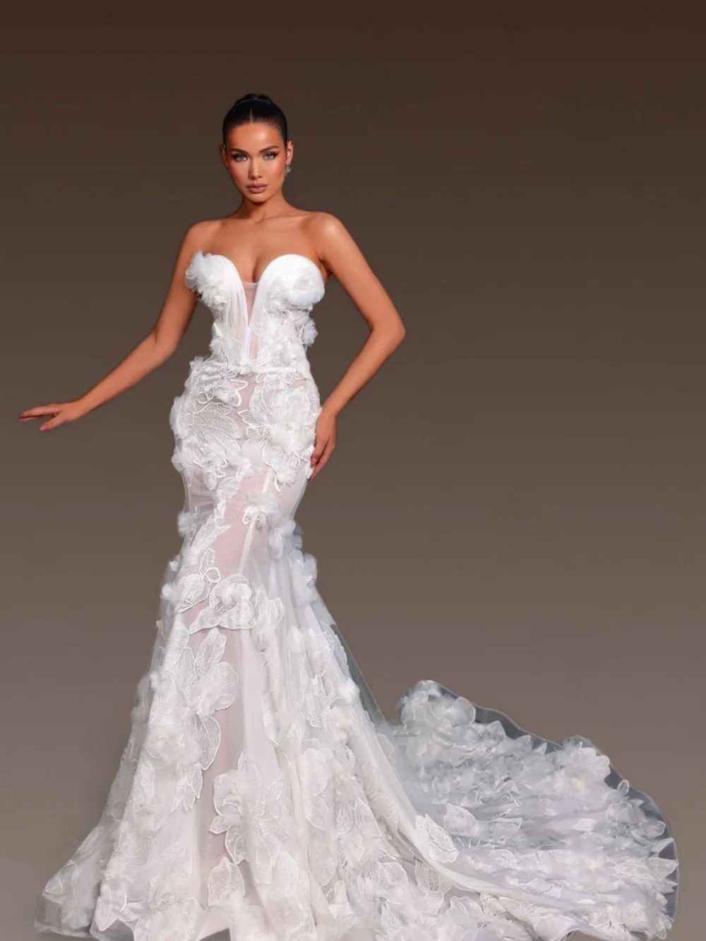 클래식 스윗하트 웨딩 드레스 우아한 인어 신부 가운 매력적인 레이스 아플리케 바닥 길이 맞춤형