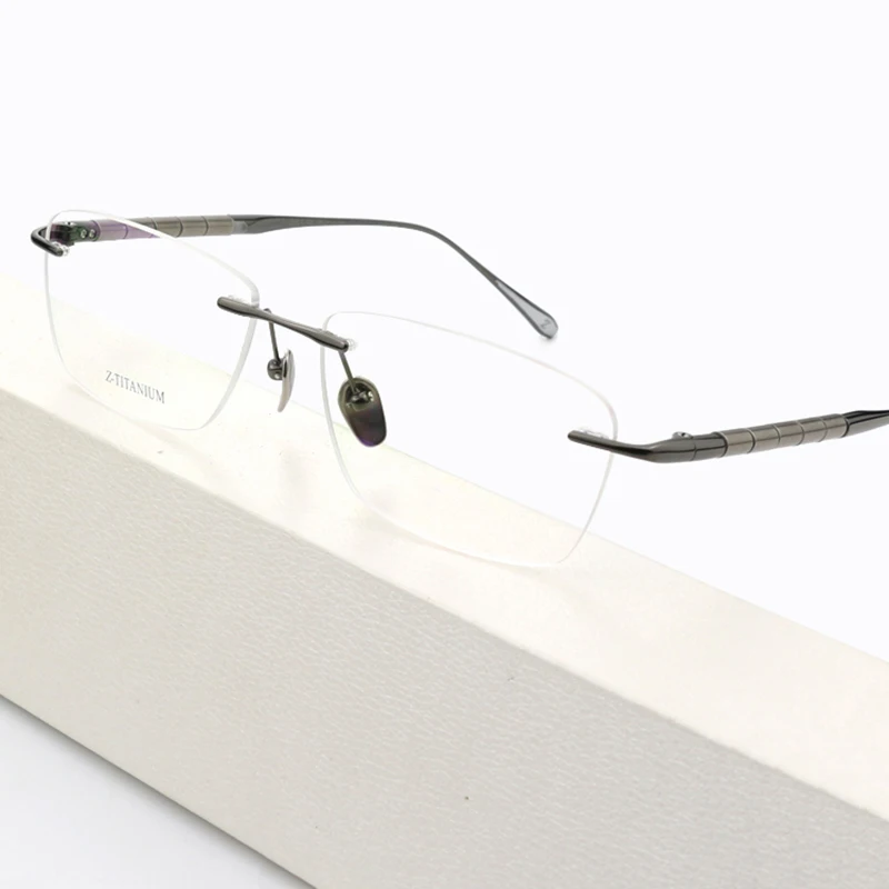 

Luxury Pure Titanium Business Glasses Frames Square Men Ultralight Frameless Eyewear Handmade Designer Eyeglasses Rimless