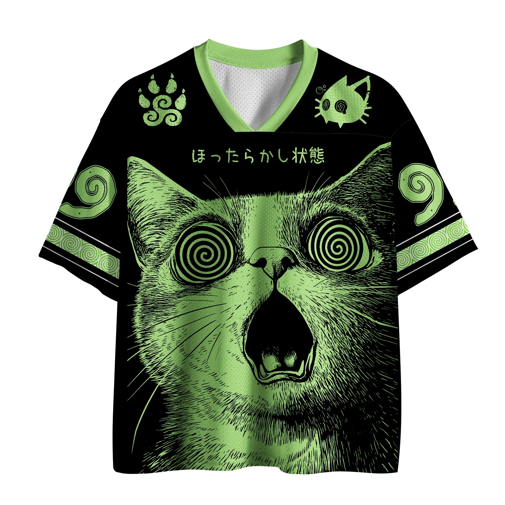 Mysterious Cat Pattern Printed Men's T-shirt Fashionable V-neck 3D Casual Outdoor Sports Adult Children Parent-child T-shirt