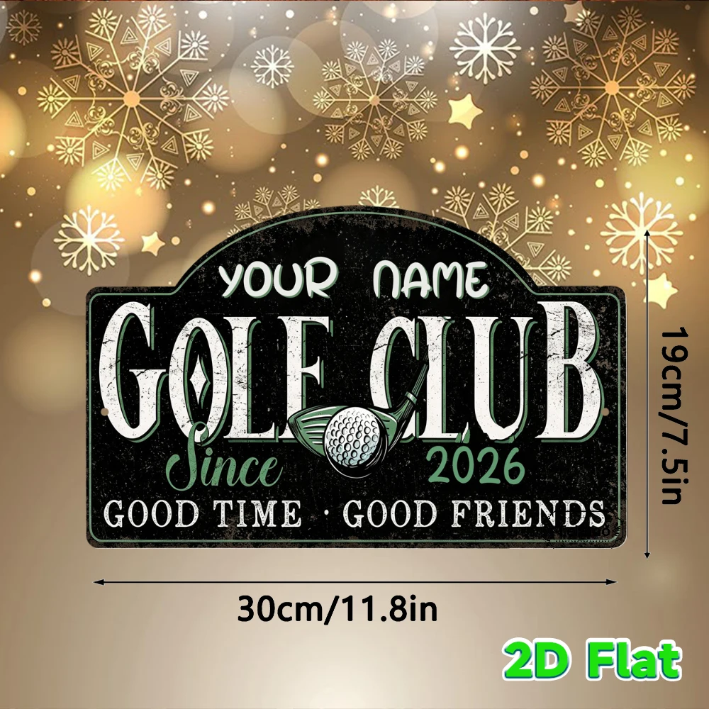 Custom Text Arched Metal Sign, Golf Club Golf Ball Vintage Pattern, Christmas Wall Decor, Mantel Patio Yard Decor, Indoor Outdoo
