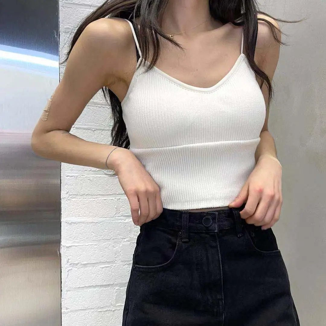 Chic Short Sleeveless Vest 2024 Spring Summer New Style Fashionable Spicy Girl Tank Top Women's Vest Short Length Triacetate ...
