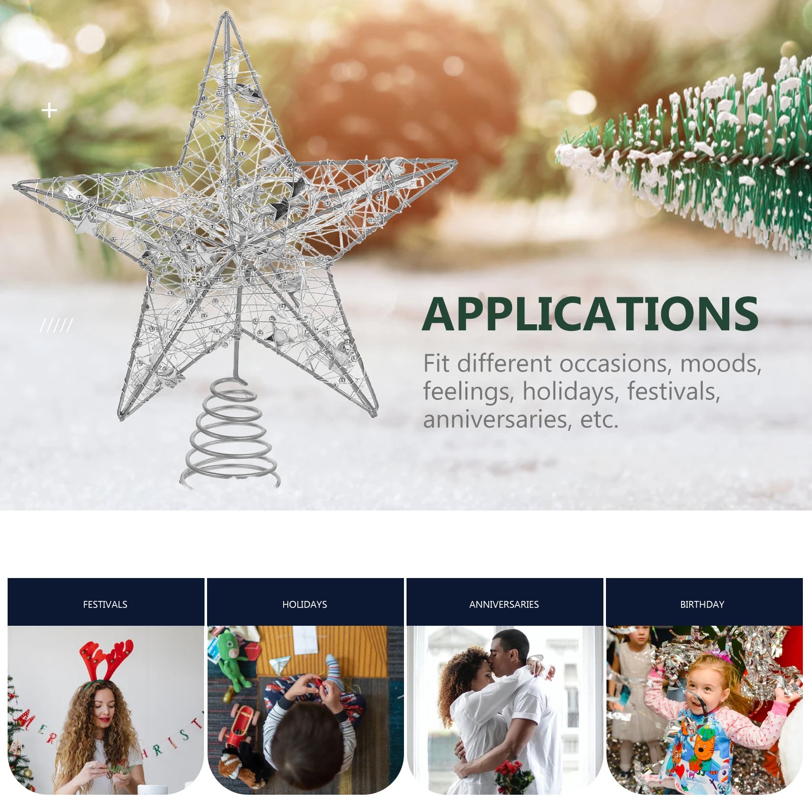 1 szt. Świecący w ciemności szczyt choinkowy, jasny i kolorowy, dekoracja choinkowa na Boże Narodzenie, dekoracja na imprezę, dekoracja domu, ozdoba na szczyt choinki